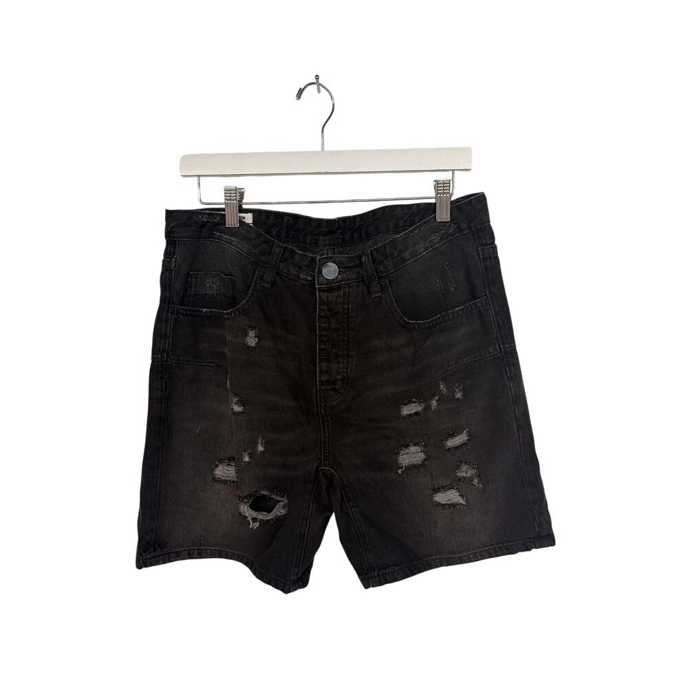 One Teaspoon Men’s 32 Black Wash Distressed Baggy Denim Streetwear Jean Shorts